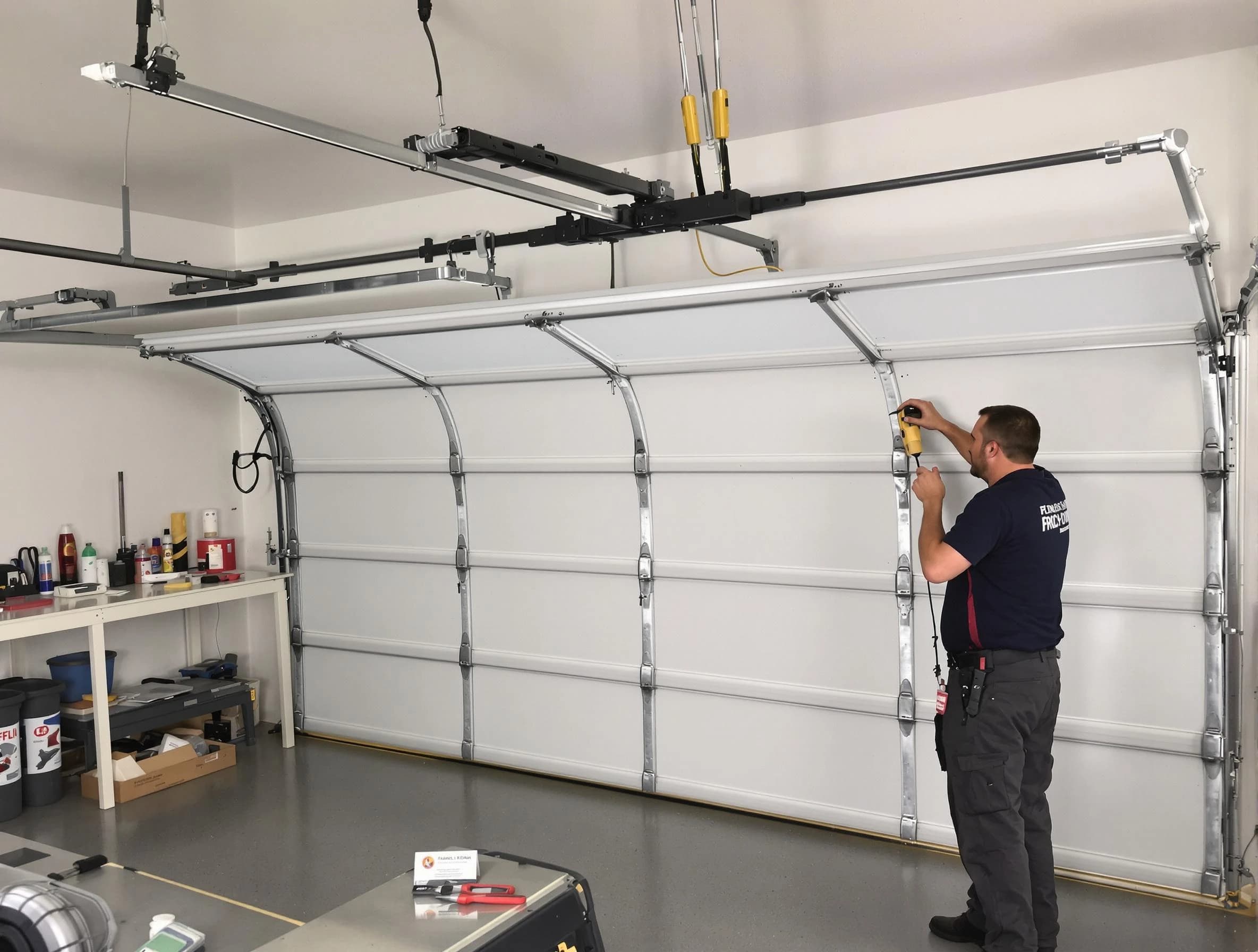 Union Garage Door Repair certified technician performing overhead door system repair in Union