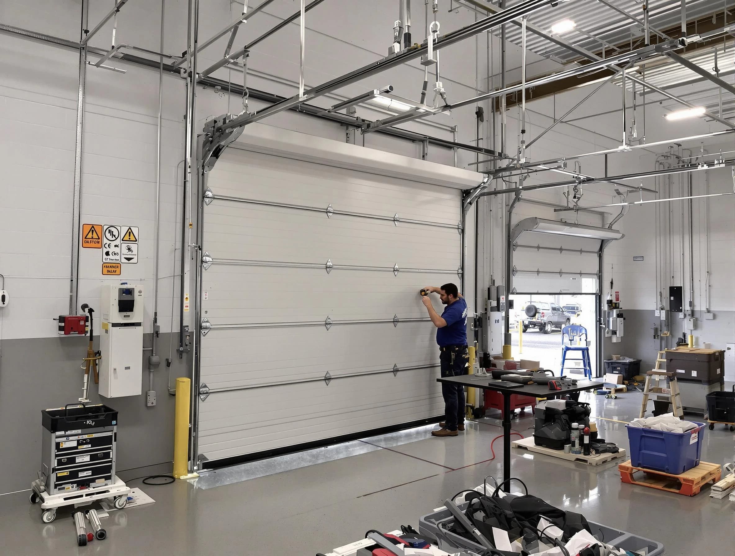 Commercial garage door repair being performed by Union Garage Door Repair expert in Union