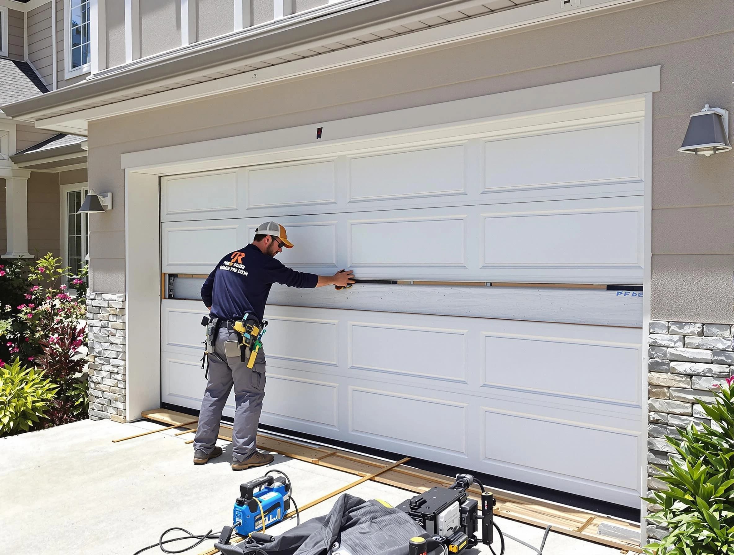 Union Garage Door Repair team performing complete garage door replacement at Union residence