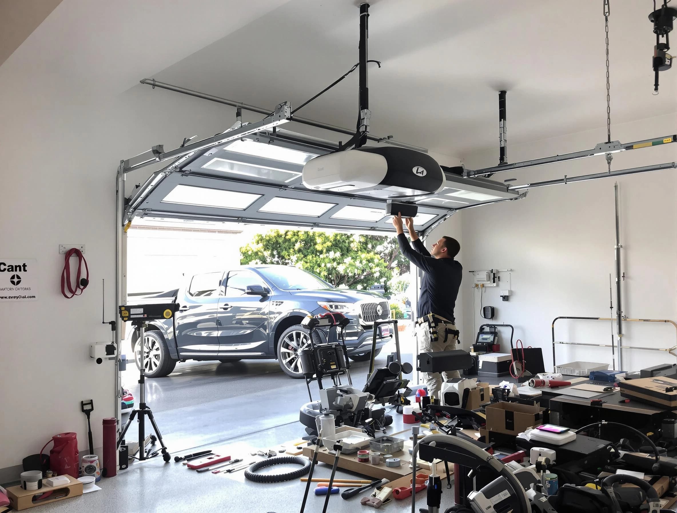 Union Garage Door Repair specialist installing smart garage door opener system in Union home