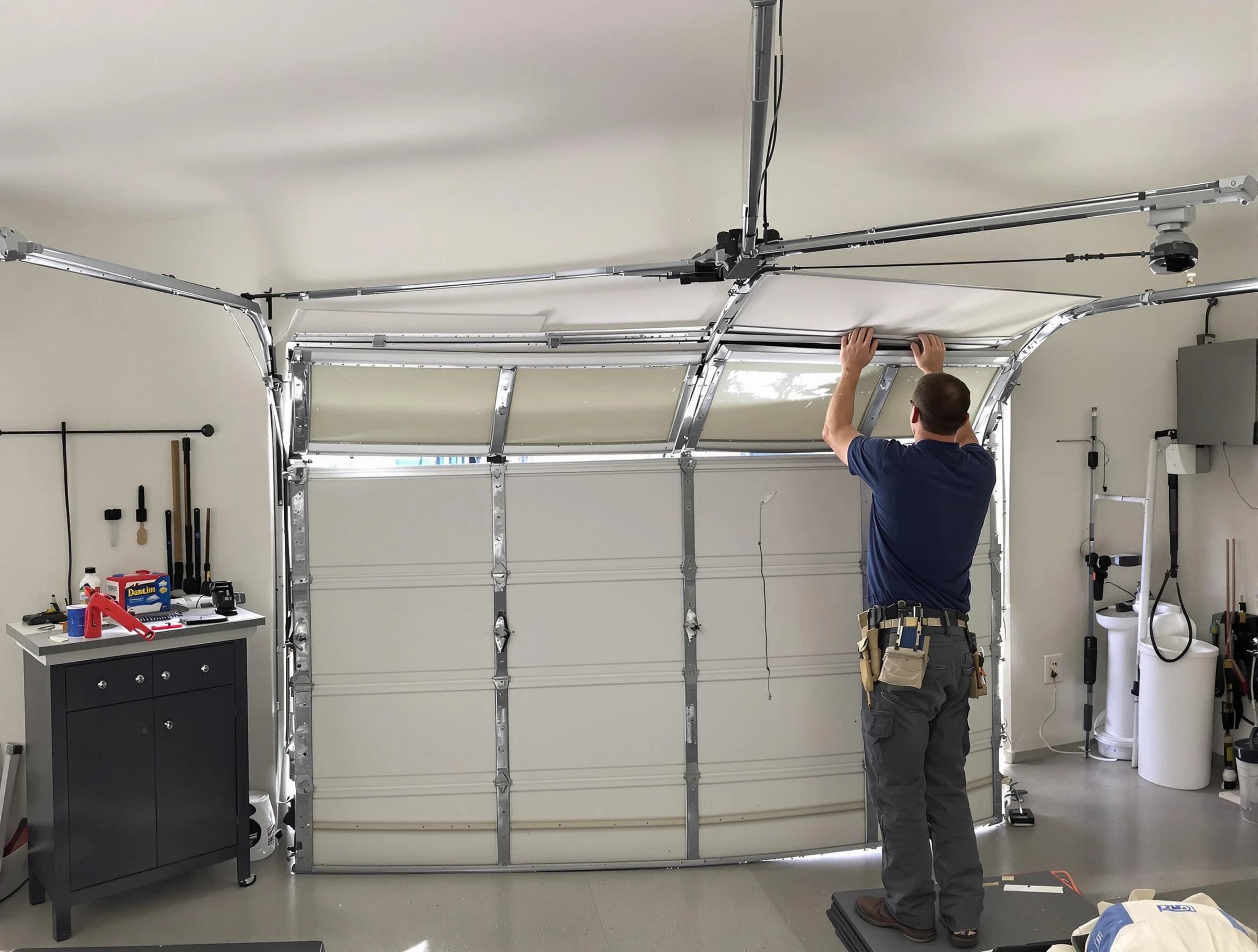 Union Garage Door Repair specialist performing precise section replacement on Union garage door