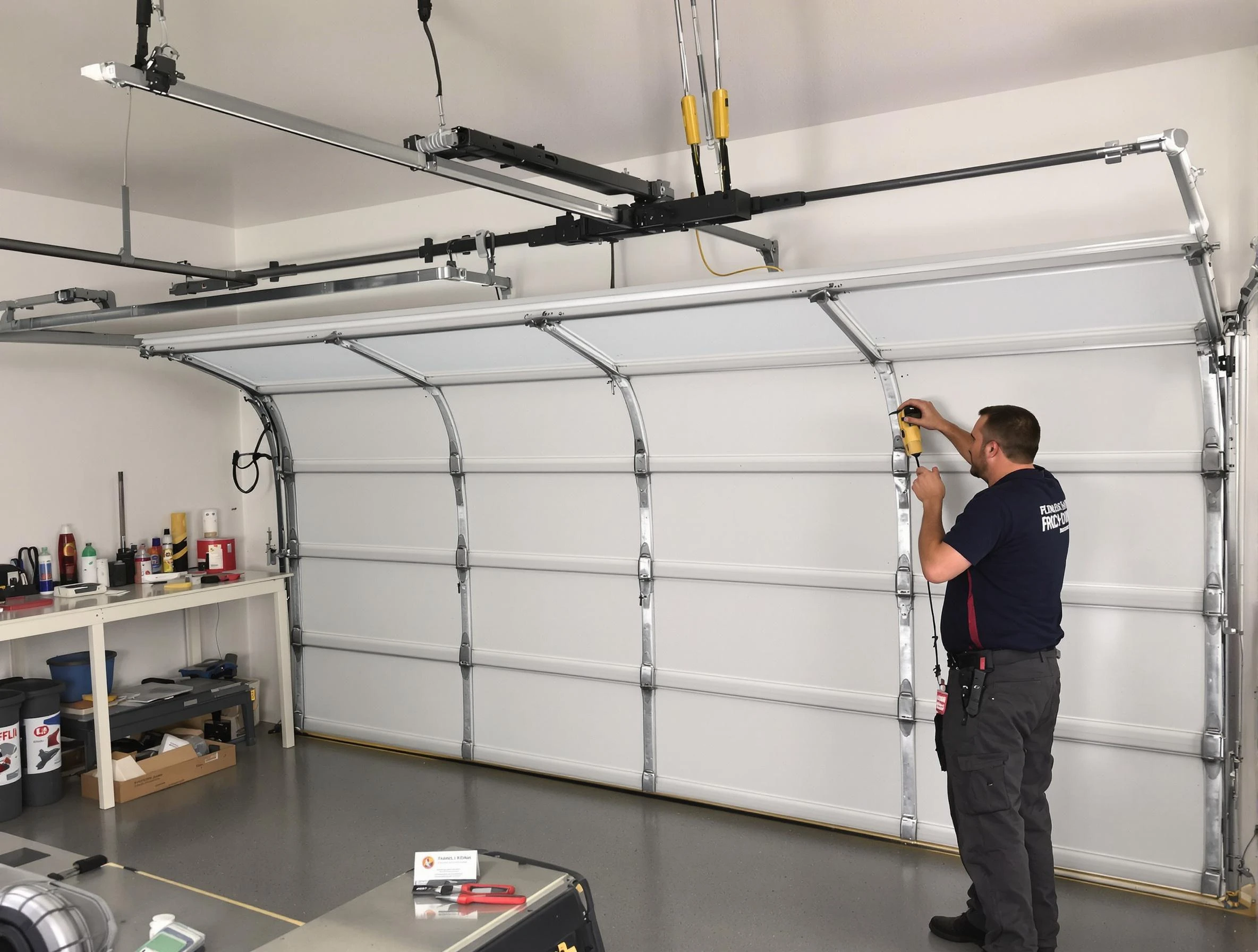 Union Garage Door Repair certified technician performing overhead door system repair in Union