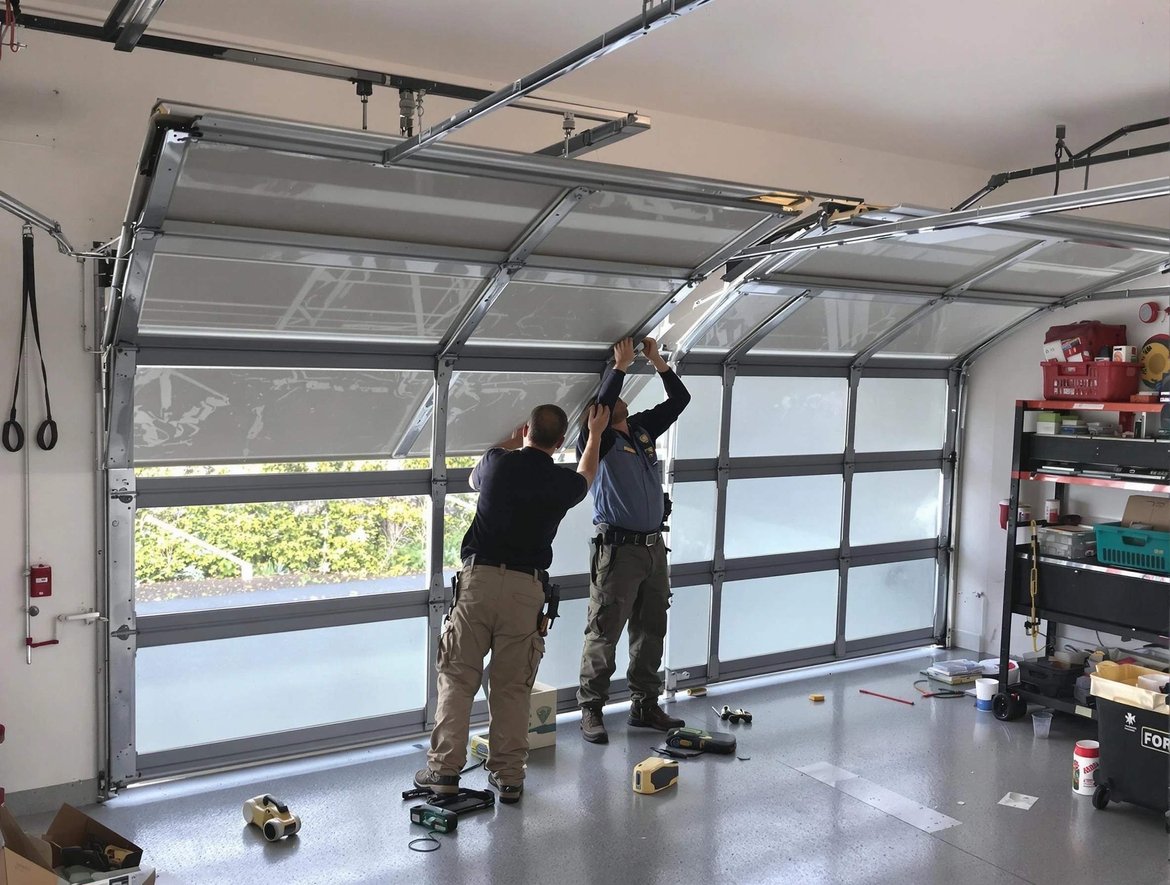 Union Garage Door Repair expert performing precise panel replacement on Union garage door