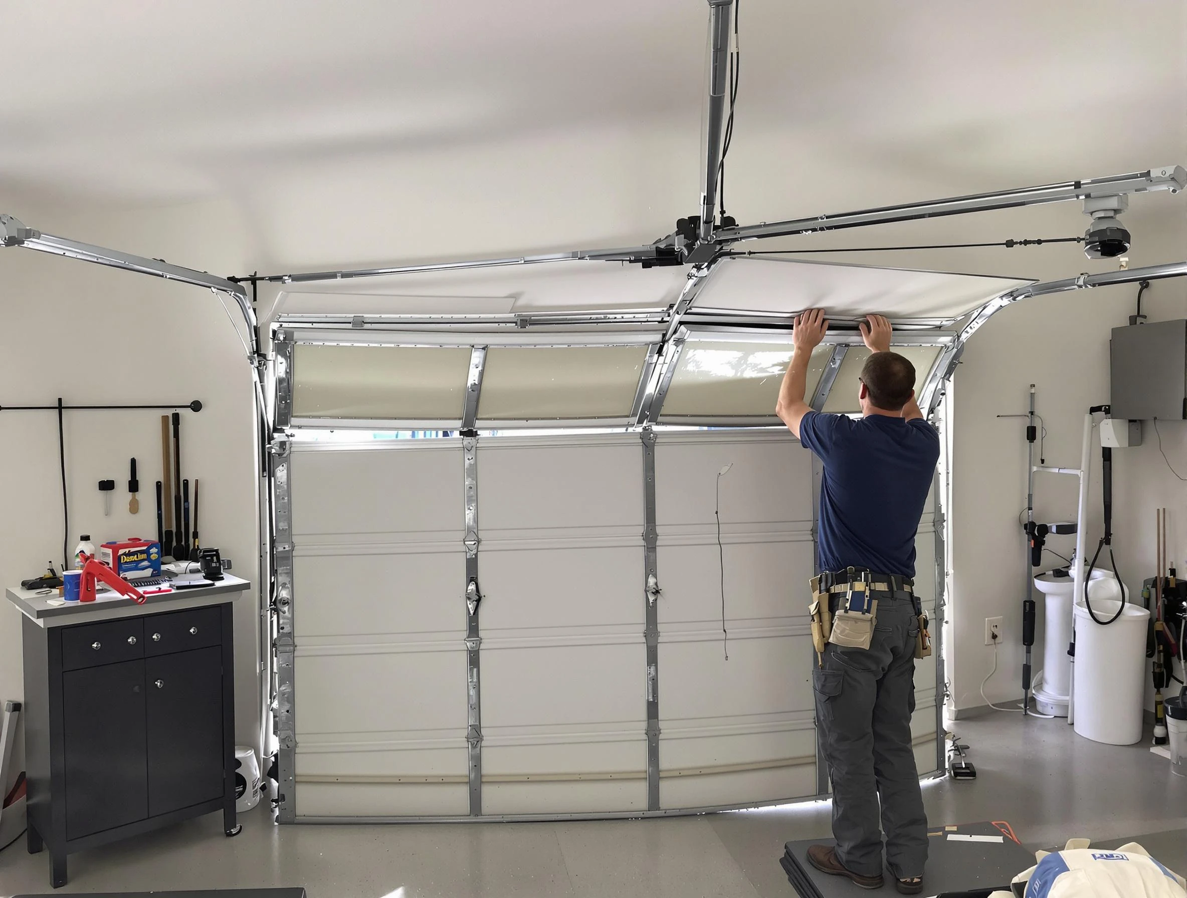 Union Garage Door Repair specialist performing precise section replacement on Union garage door